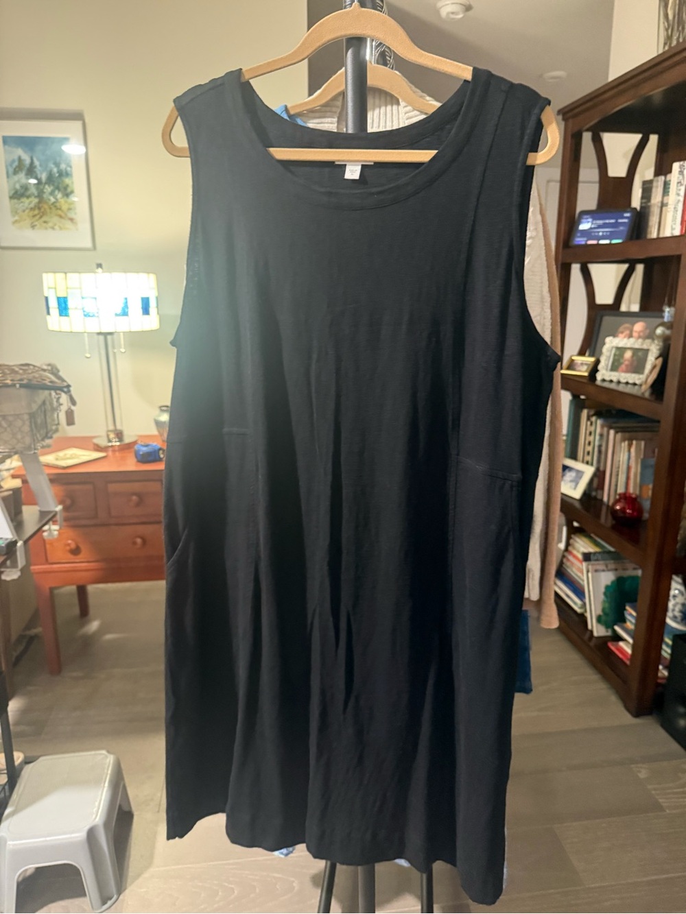 J. Jill Black Sleeveless Midi A-Line Dress